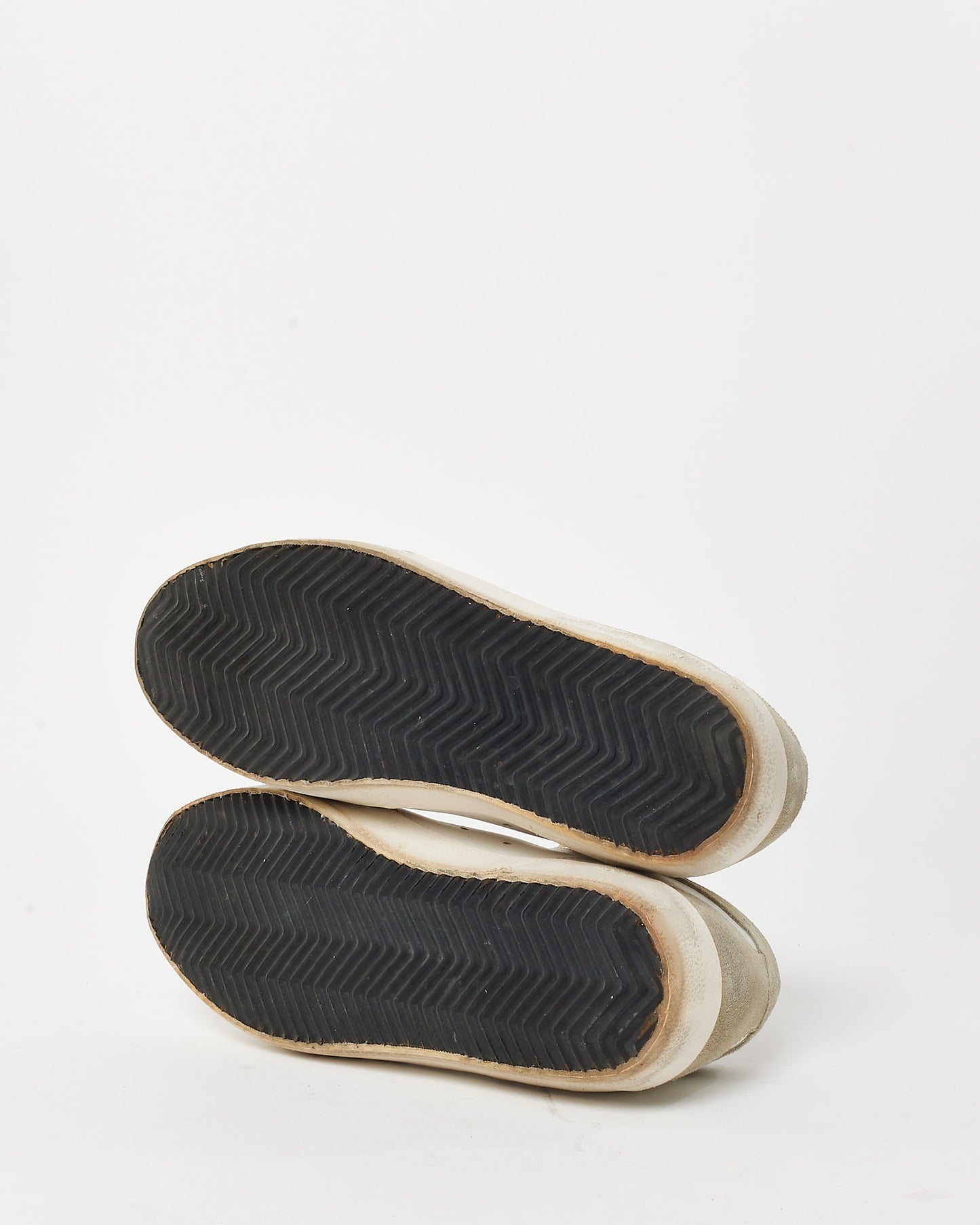 Golden Goose White Leather, Grey Suede & Red Superstar Sneakers - 36