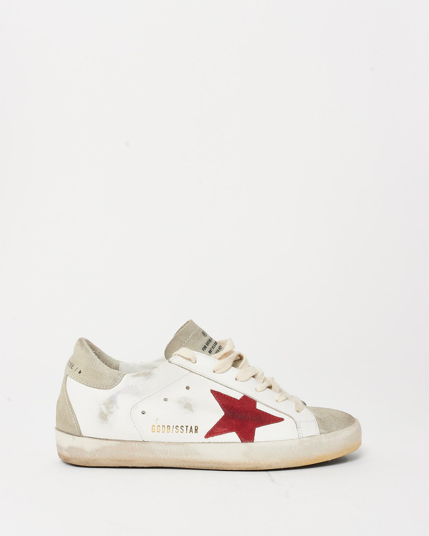 Golden Goose White Leather, Grey Suede & Red Superstar Sneakers - 36