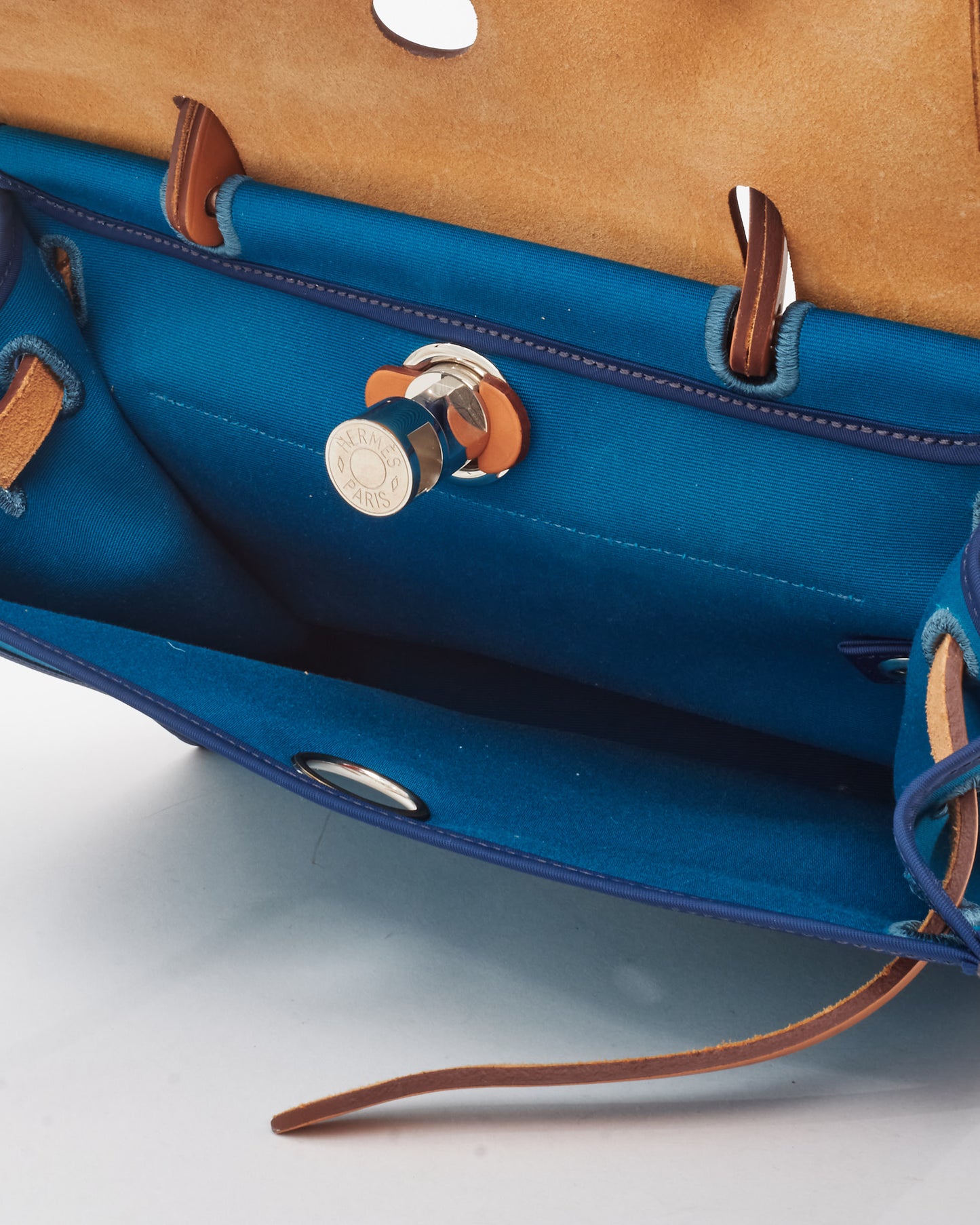 Hermès Blue Toile Canvas & Tan Leather Herbag Zip 31 PHW
