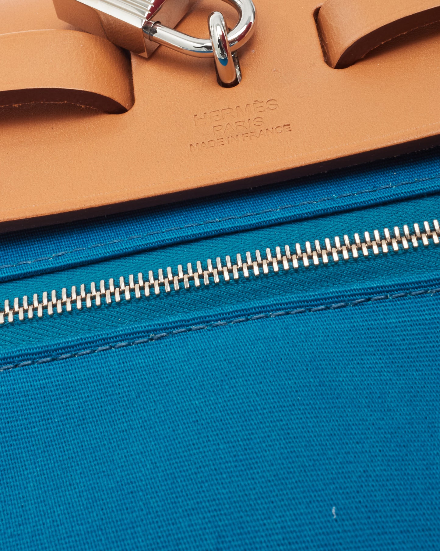 Hermès Blue Toile Canvas & Tan Leather Herbag Zip 31 PHW