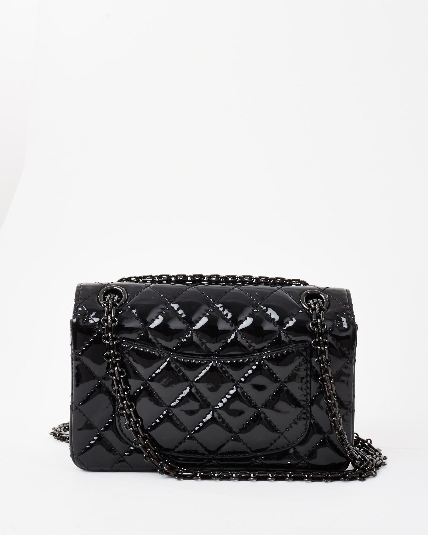 Chanel Black Quilted Patent Leather 2.55 Reissue So Black Mini Flap Bag