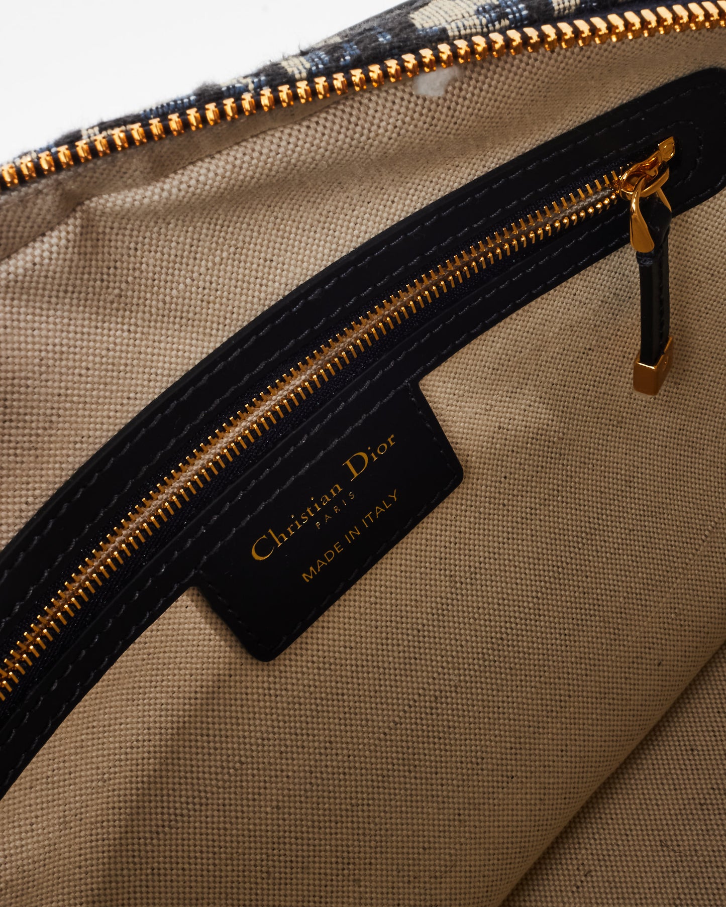 Dior Navy Oblique Monogram Jacquard Canvas Medium D-Vibe Bowling Bag w/ Strap