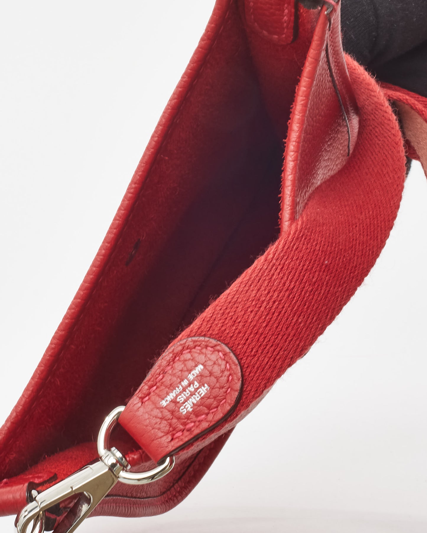 Hermès Red Clemence Leather Mini Evelyne (TPM) Crossbody PHW