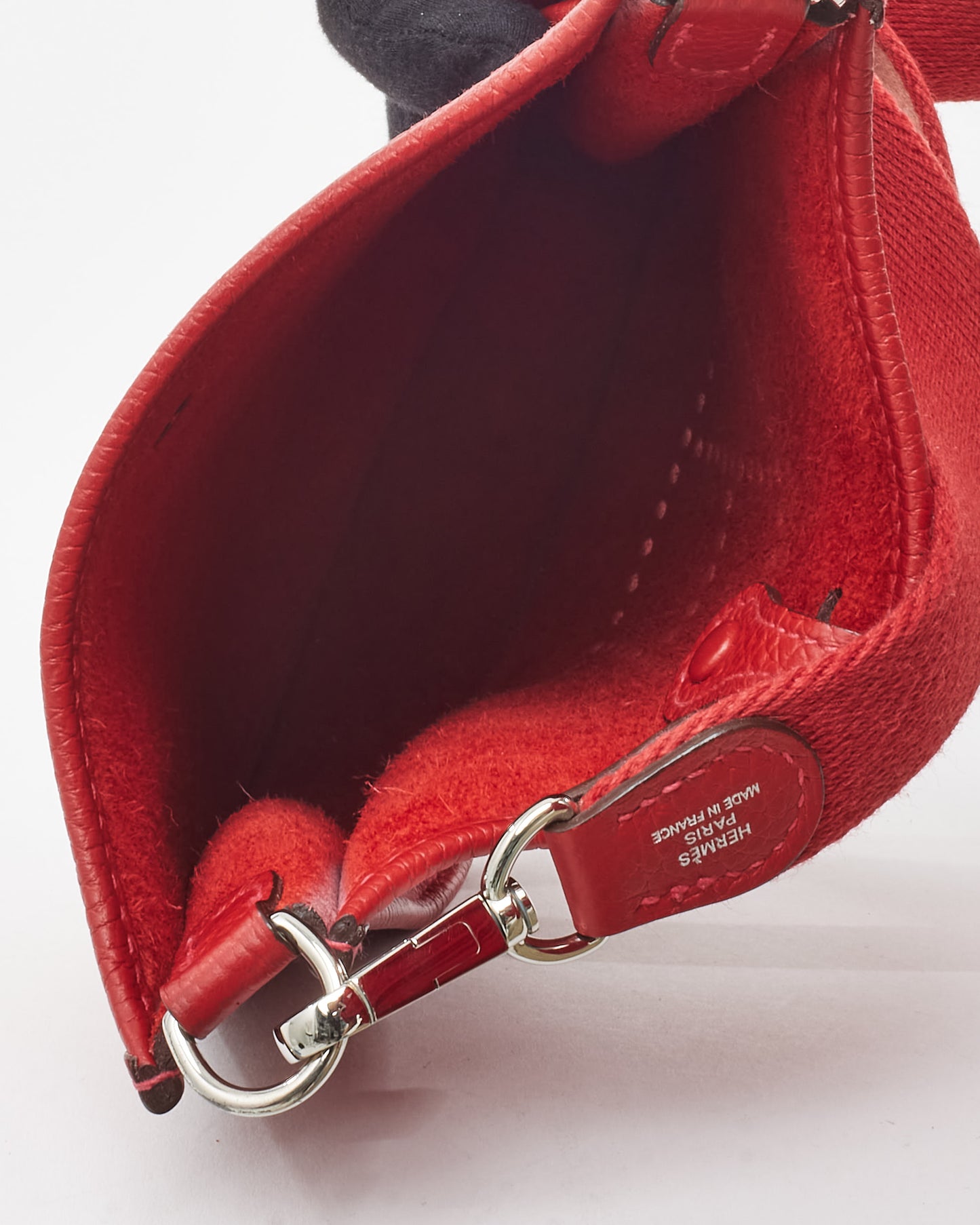 Hermès Red Clemence Leather Mini Evelyne (TPM) Crossbody PHW