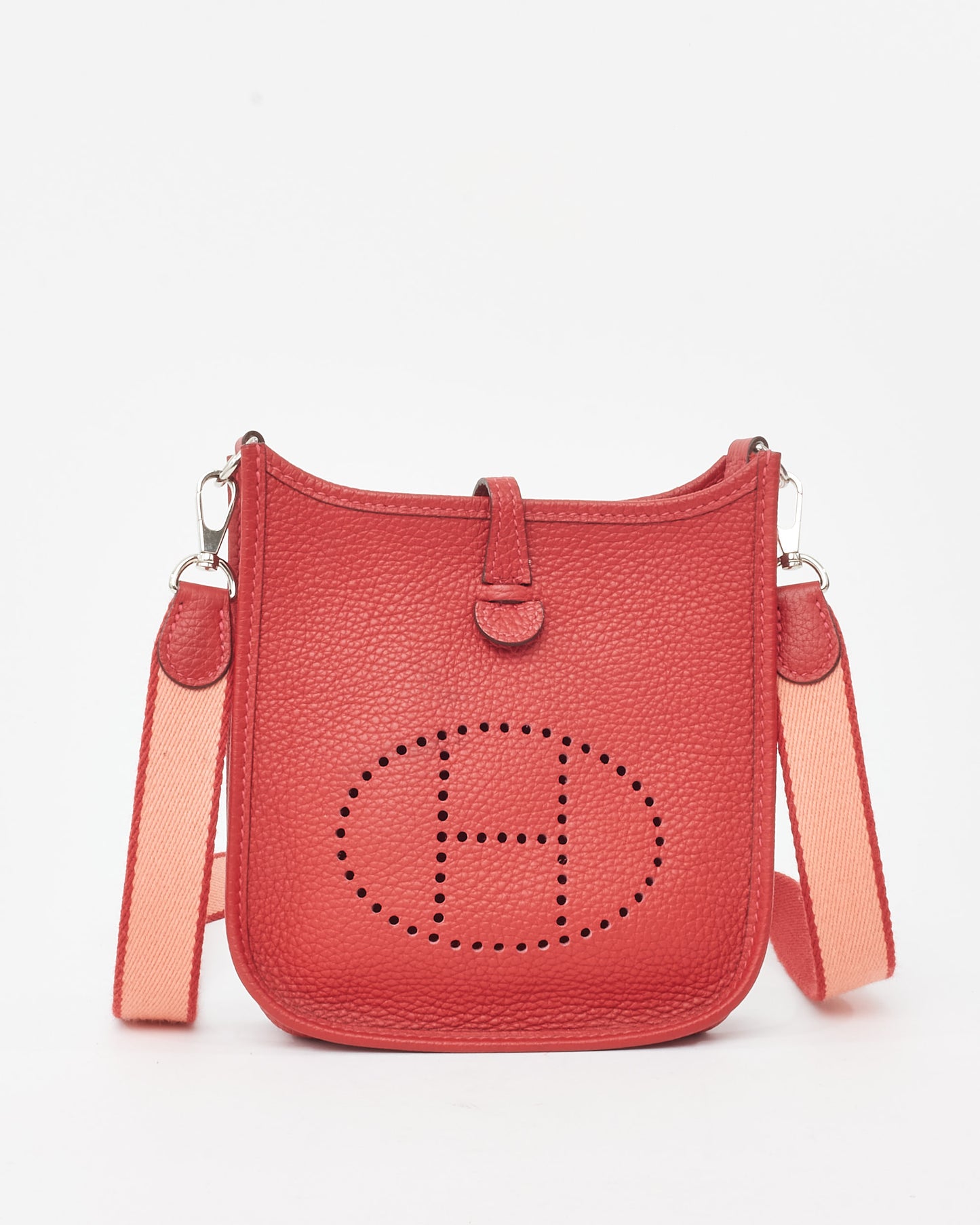 Hermès Red Clemence Leather Mini Evelyne (TPM) Crossbody PHW