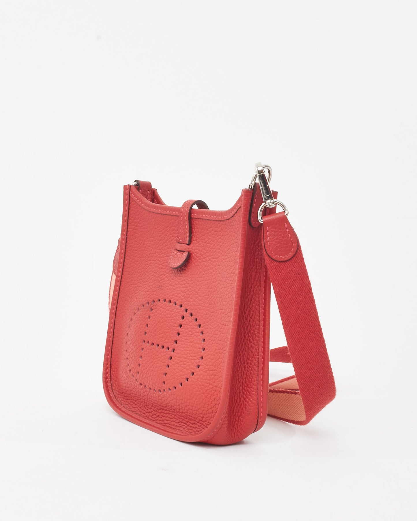 Hermès Red Clemence Leather Mini Evelyne (TPM) Crossbody PHW
