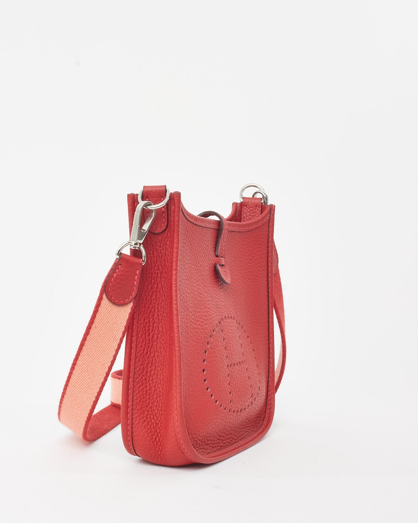 Hermès Red Clemence Leather Mini Evelyne (TPM) Crossbody PHW