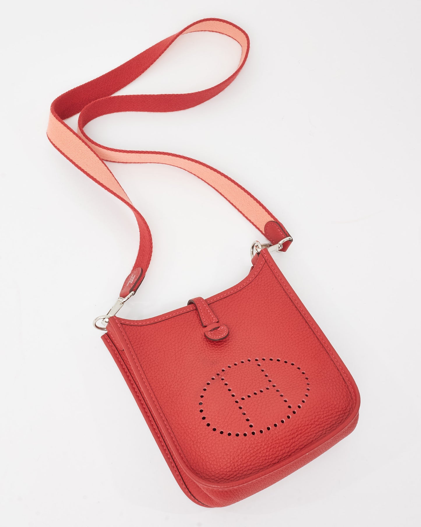 Hermès Red Clemence Leather Mini Evelyne (TPM) Crossbody PHW