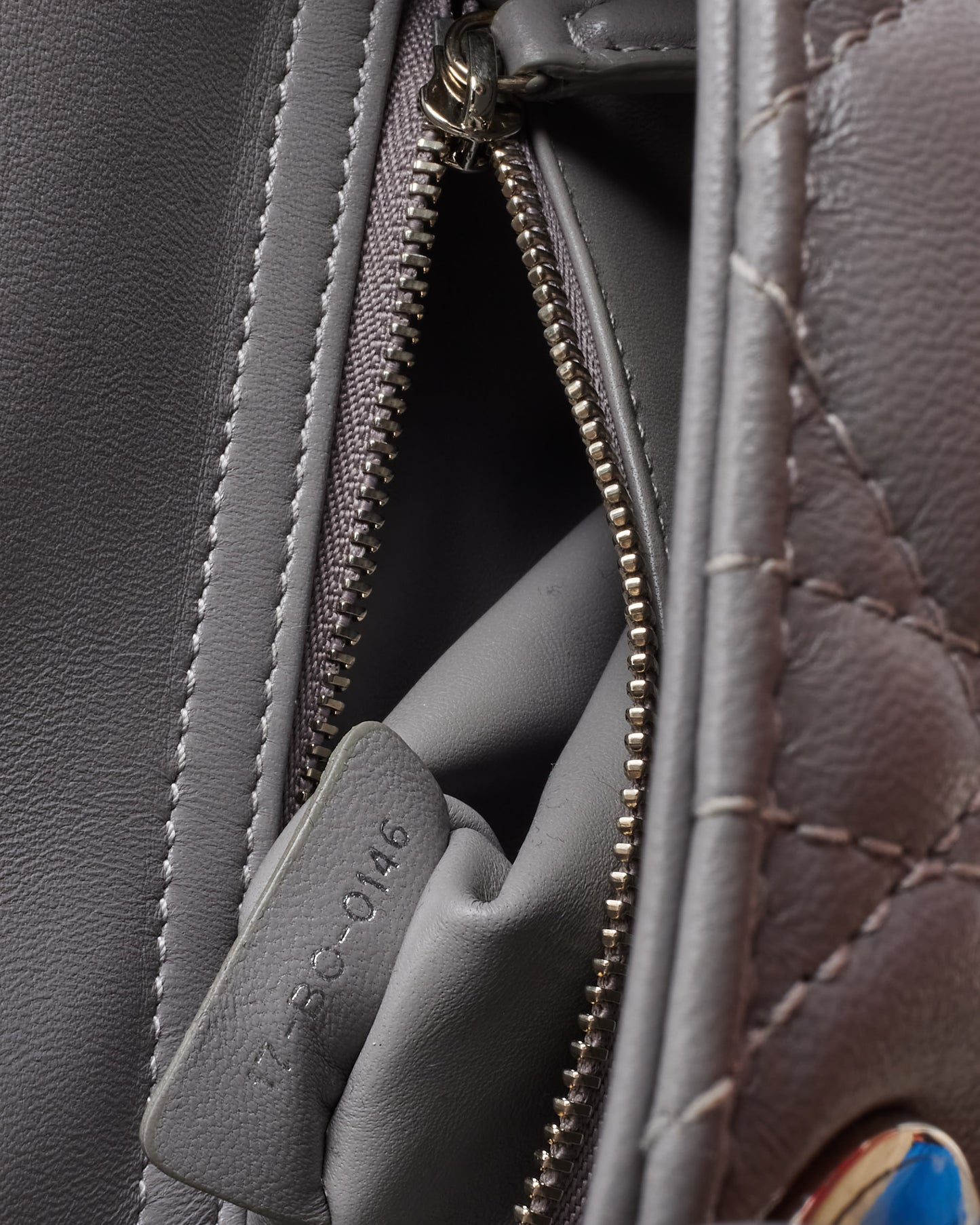 Dior Grey Lambskin Cannage Leather Mini Lady Dior Bag SHW w/ Crystal Jewel Strap