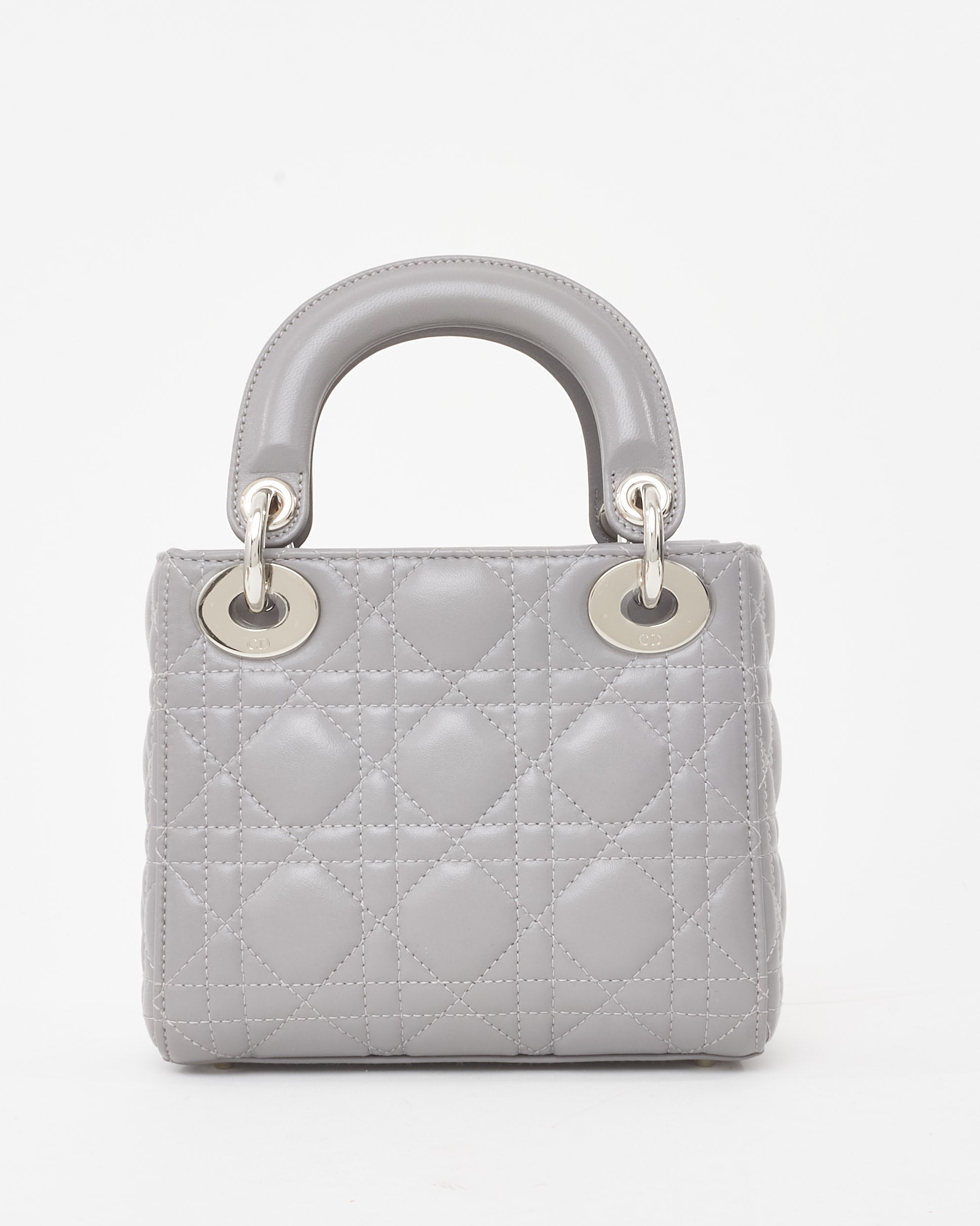 Buy Dior Grey Lambskin Cannage Leather Mini Lady Dior Bag SHW w