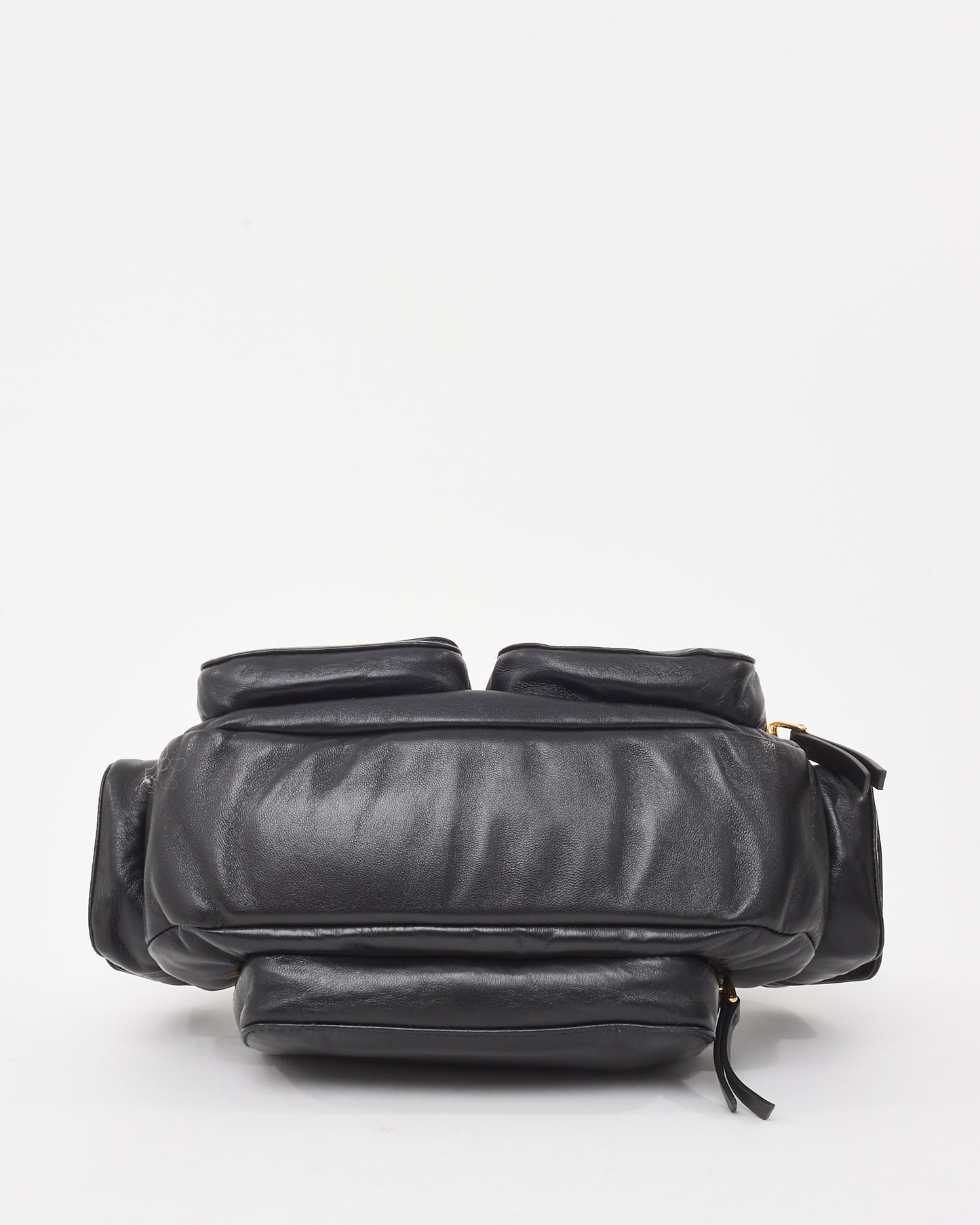Miu Miu Black Nappa Leather Pocket Shoulder Bag