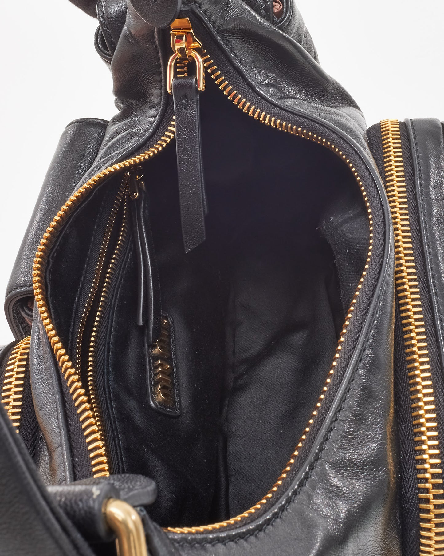 Miu Miu Black Nappa Leather Pocket Shoulder Bag