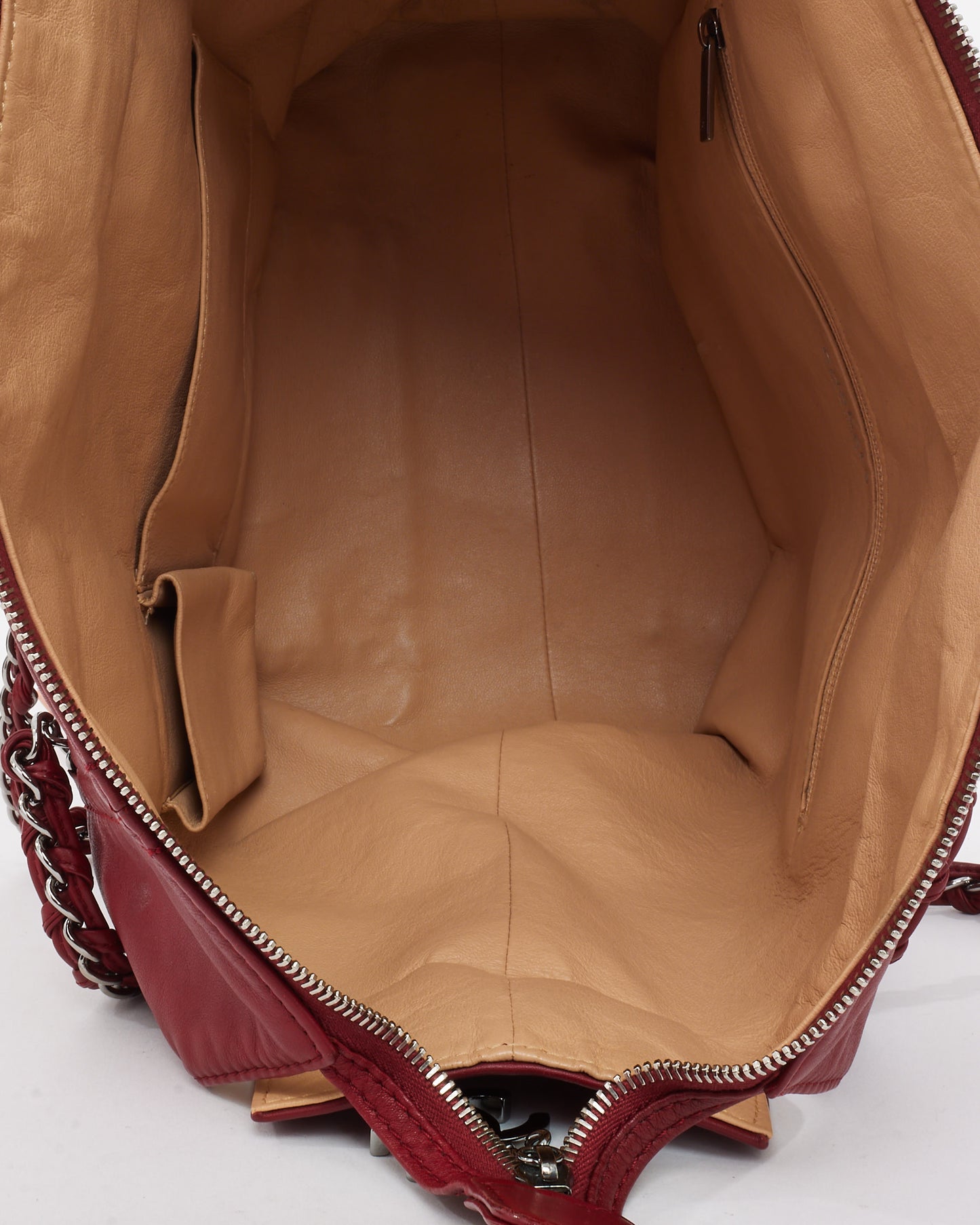 Chanel Red Smooth Calfskin Leather CC Logo Luxe Ligne Large Tote Bag