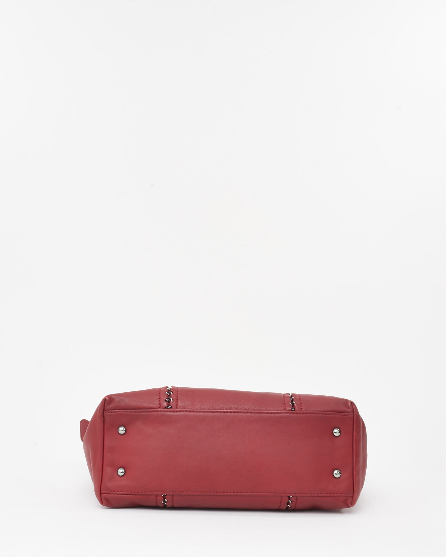 Chanel Red Smooth Calfskin Leather CC Logo Luxe Ligne Large Tote Bag