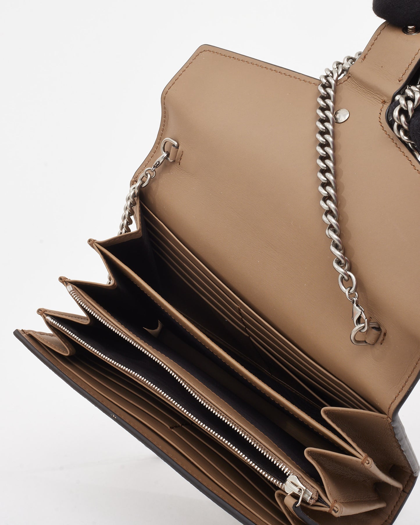 Gucci Beige & Ebony Monogram GG Supreme Canvas Dionysus WOC Crossbody Bag