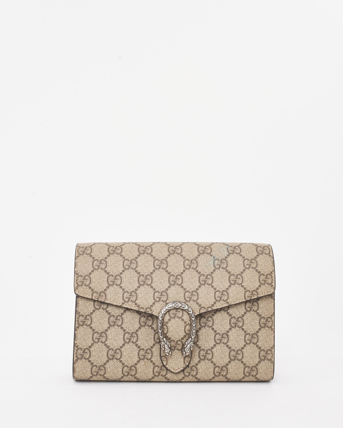 Gucci Beige & Ebony Monogram GG Supreme Canvas Dionysus WOC Crossbody Bag