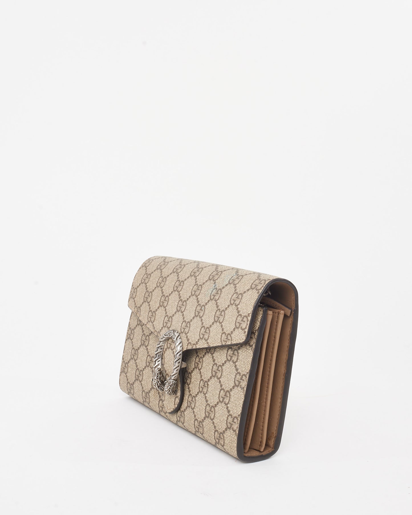 Gucci Beige & Ebony Monogram GG Supreme Canvas Dionysus WOC Crossbody Bag
