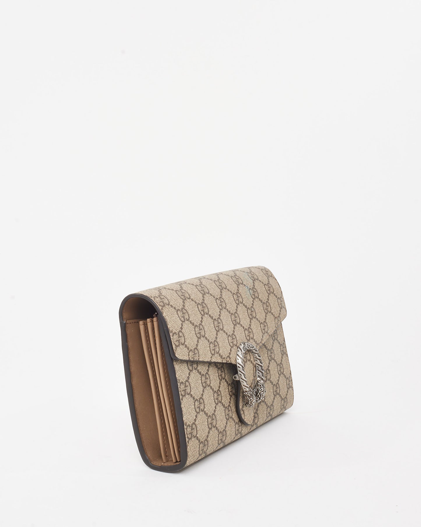 Gucci Beige & Ebony Monogram GG Supreme Canvas Dionysus WOC Crossbody Bag