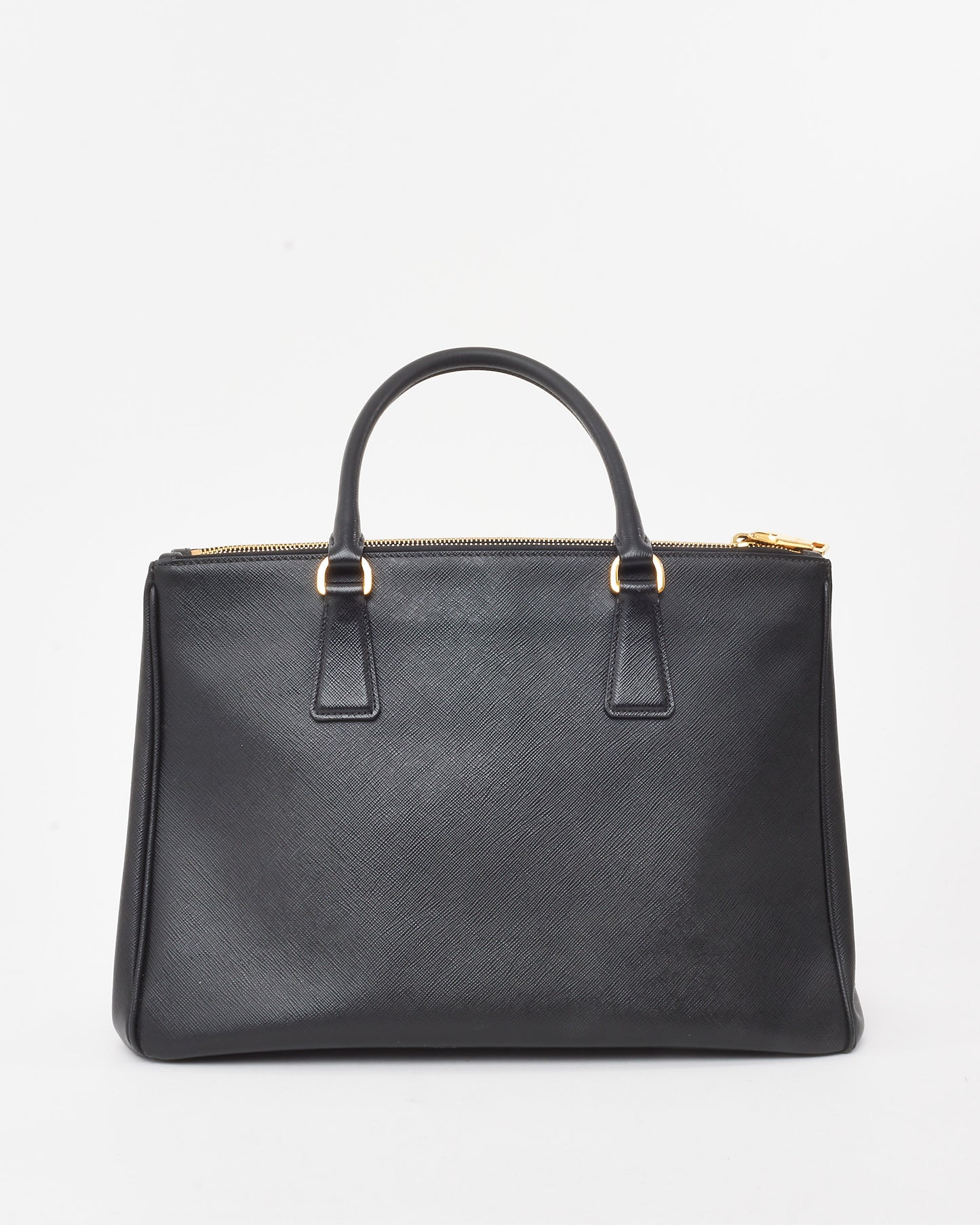 Prada Black Saffiano Lux Leather Double Zip Medium Galleria Tote