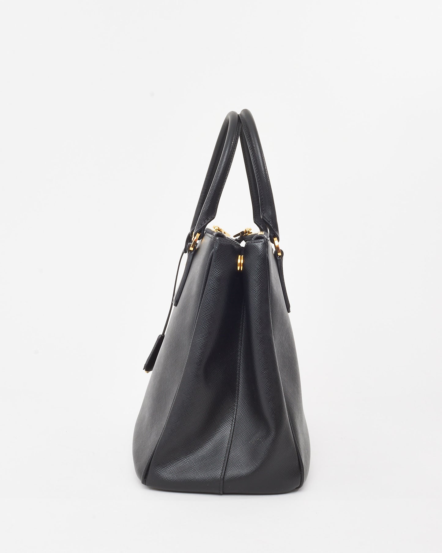 Prada Black Saffiano Lux Leather Double Zip Medium Galleria Tote