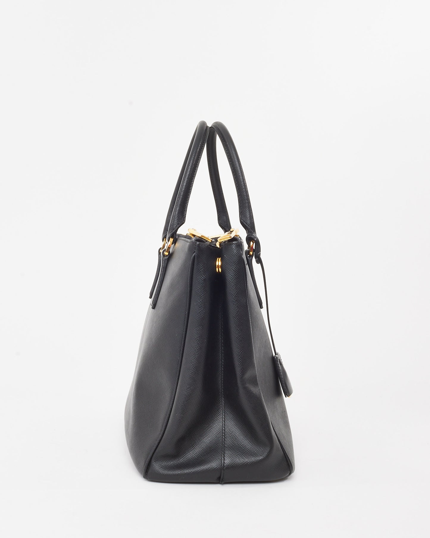 Prada Black Saffiano Lux Leather Double Zip Medium Galleria Tote
