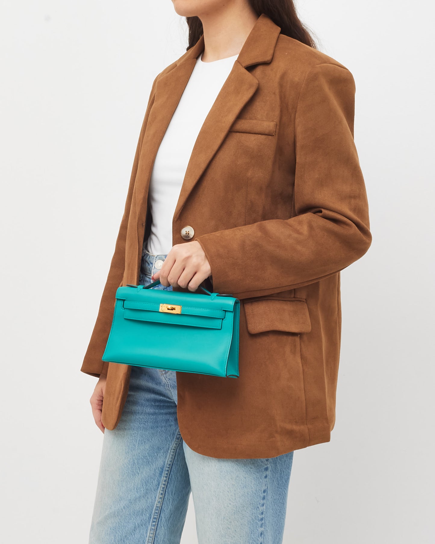 Hermès Blue Paon Swift Leather Kelly Pochette GHW