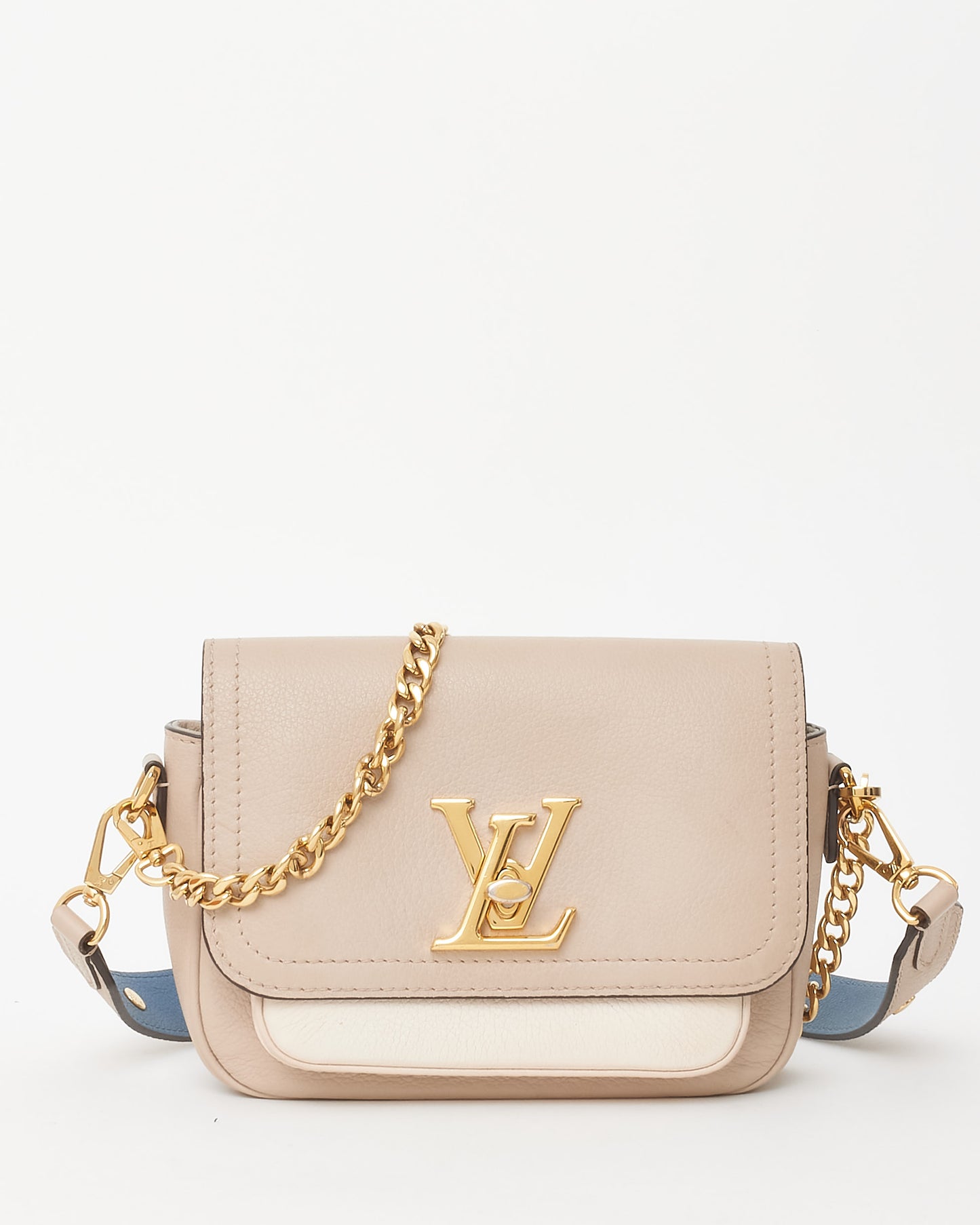 Louis Vuitton Greige Grained Leather Lockme Tender Crossbody Bag