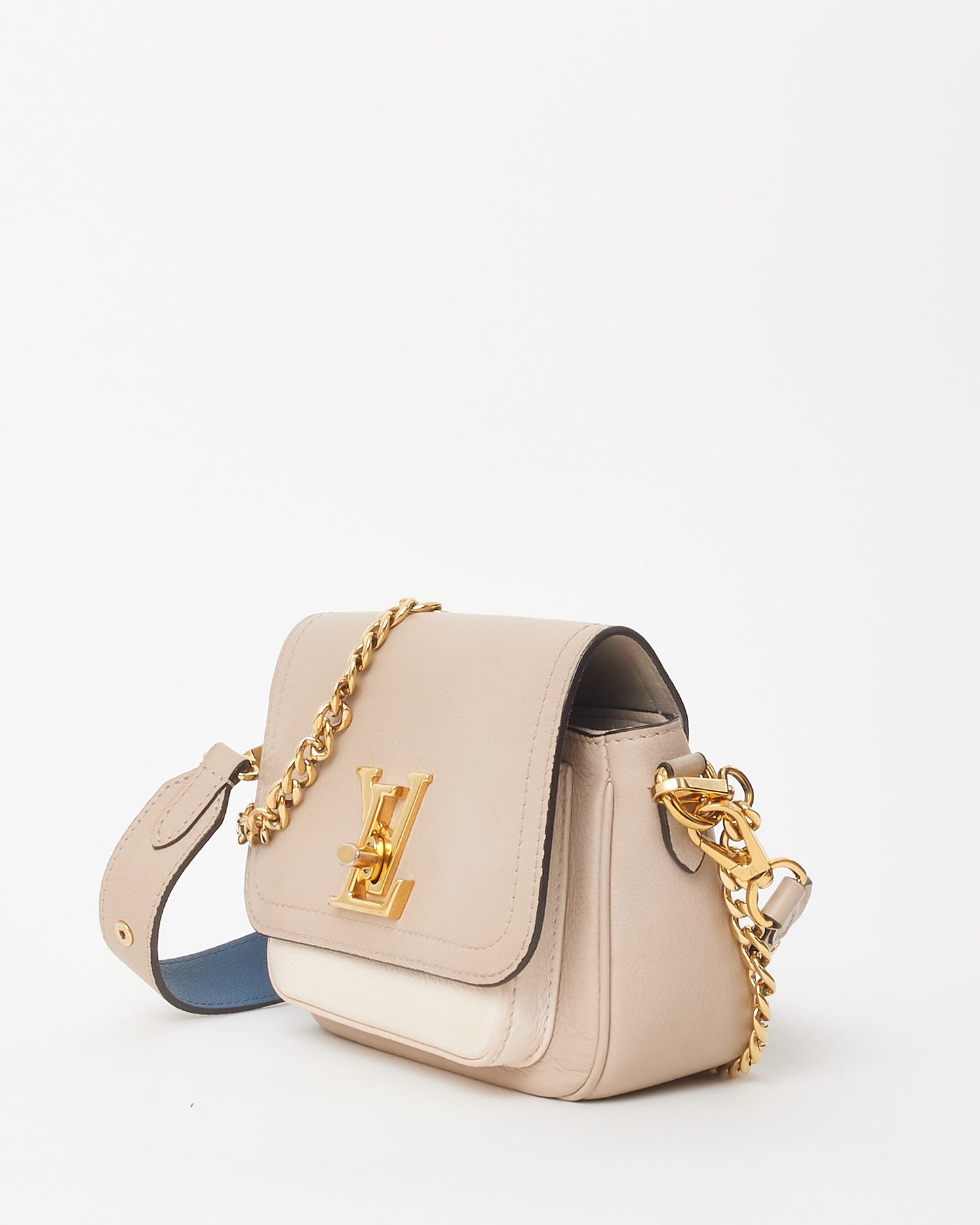 Louis Vuitton Greige Grained Leather Lockme Tender Crossbody Bag