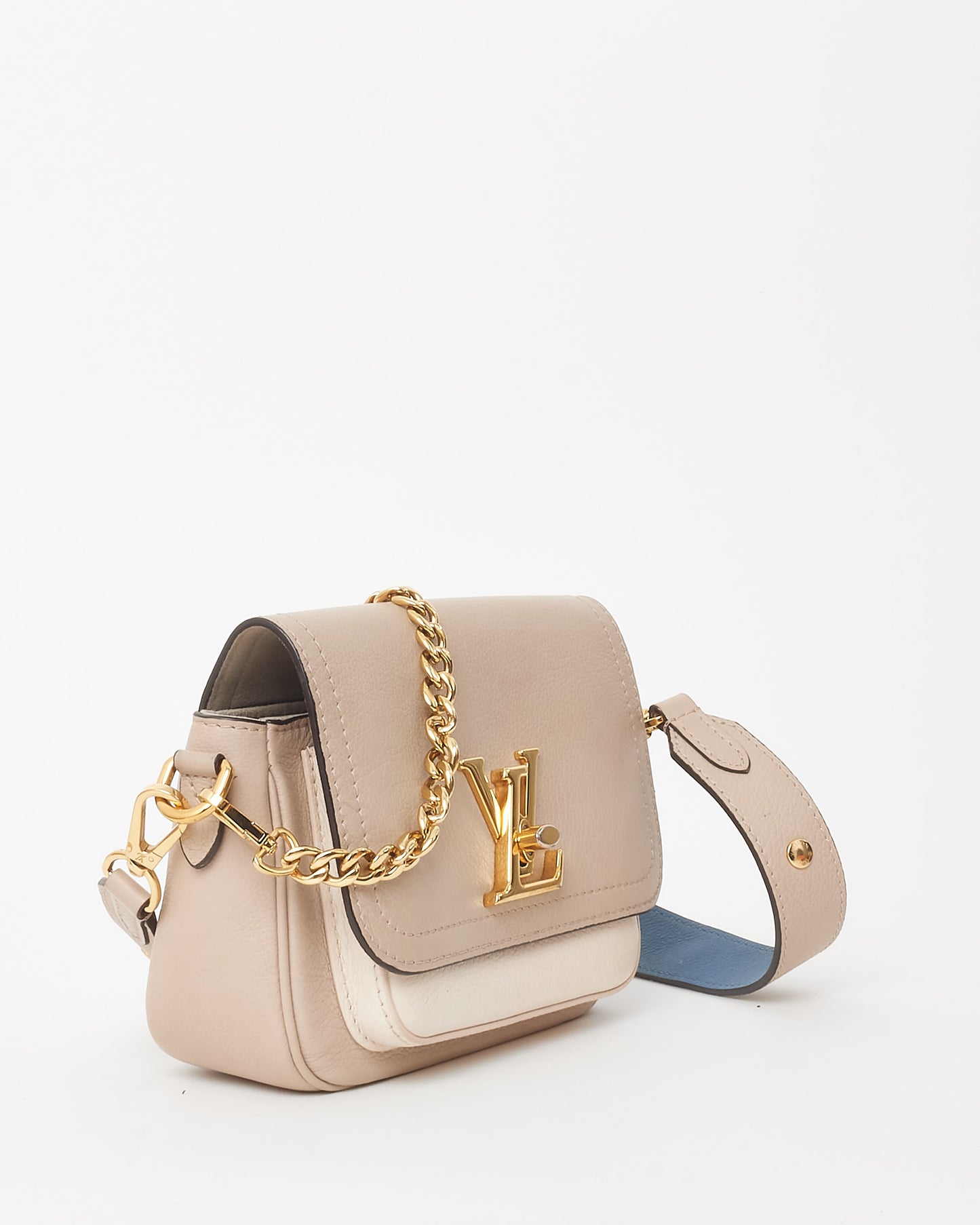 Louis Vuitton Greige Grained Leather Lockme Tender Crossbody Bag