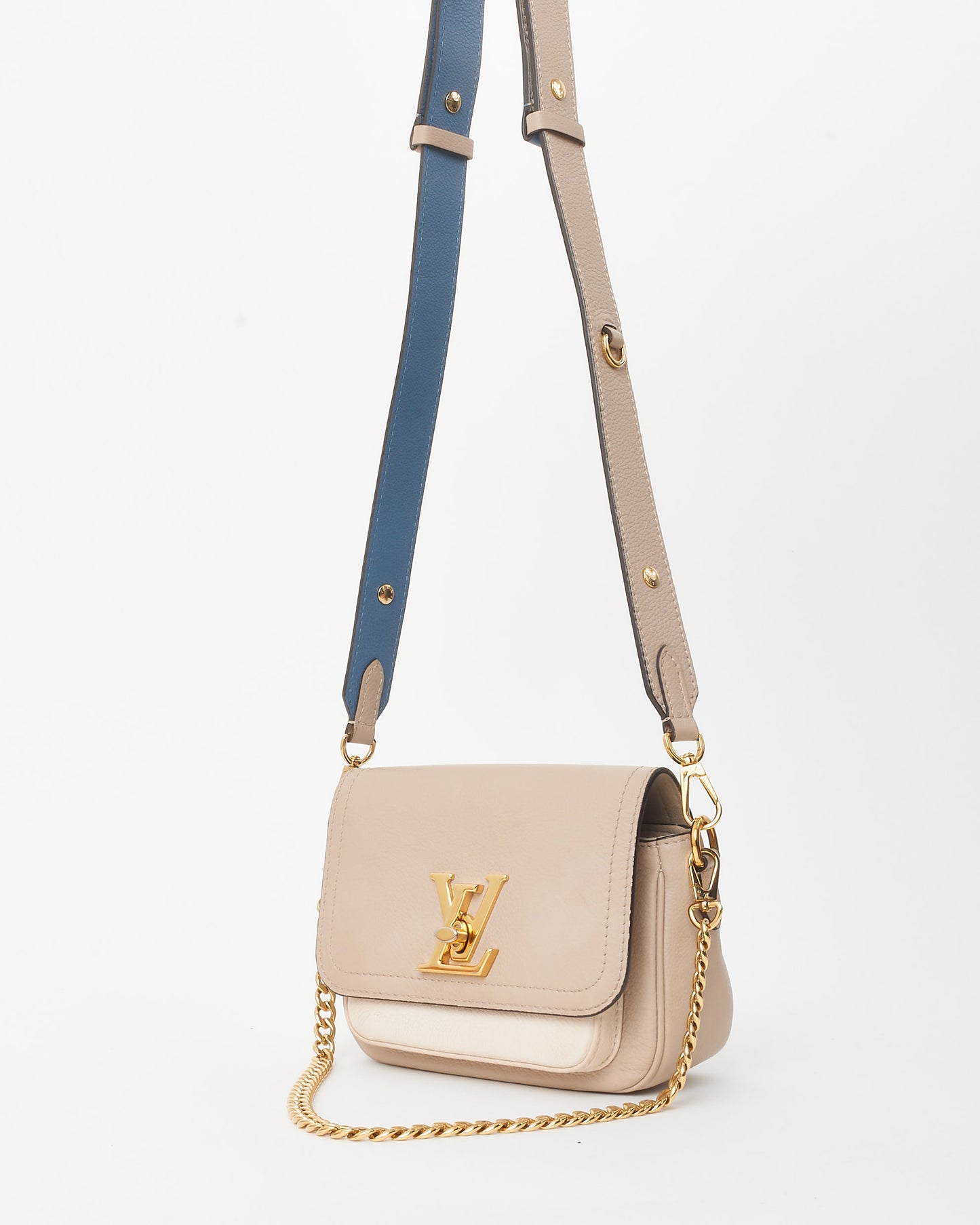 Louis Vuitton Greige Grained Leather Lockme Tender Crossbody Bag