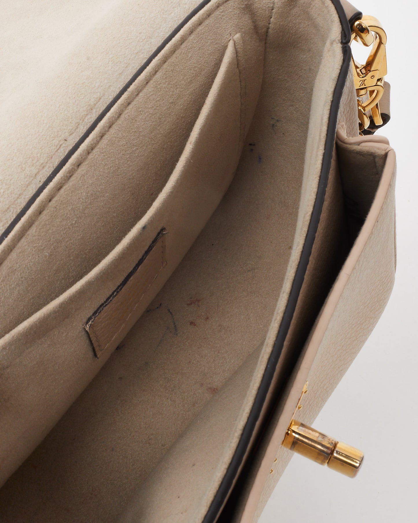 Louis Vuitton Greige Grained Leather Lockme Tender Crossbody Bag