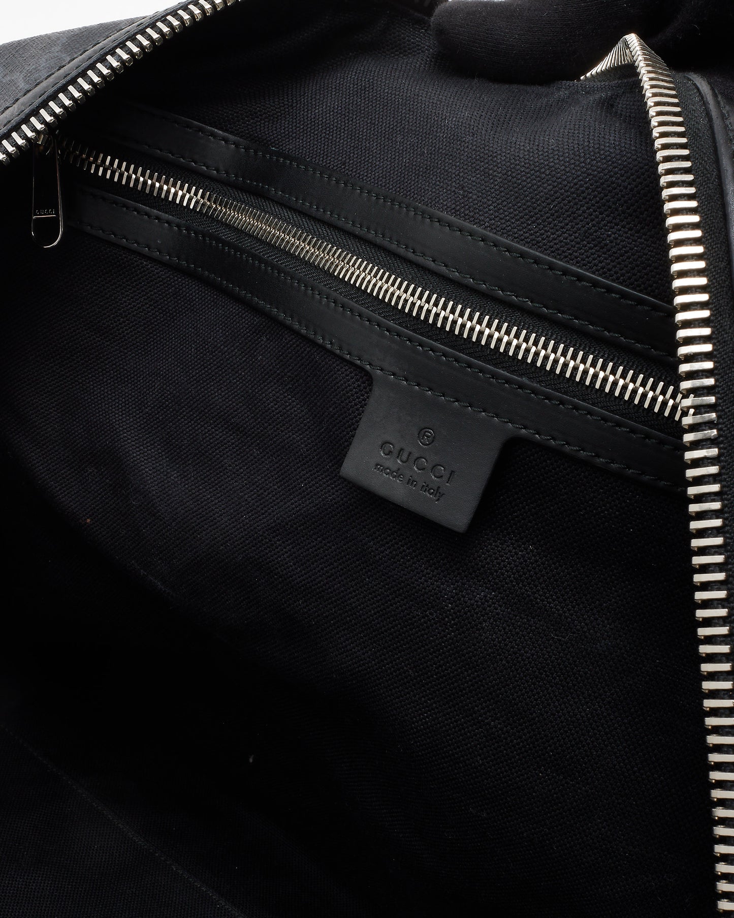 Gucci Black Monogram GG Supreme Canvas with Leather GG Duffle Bag