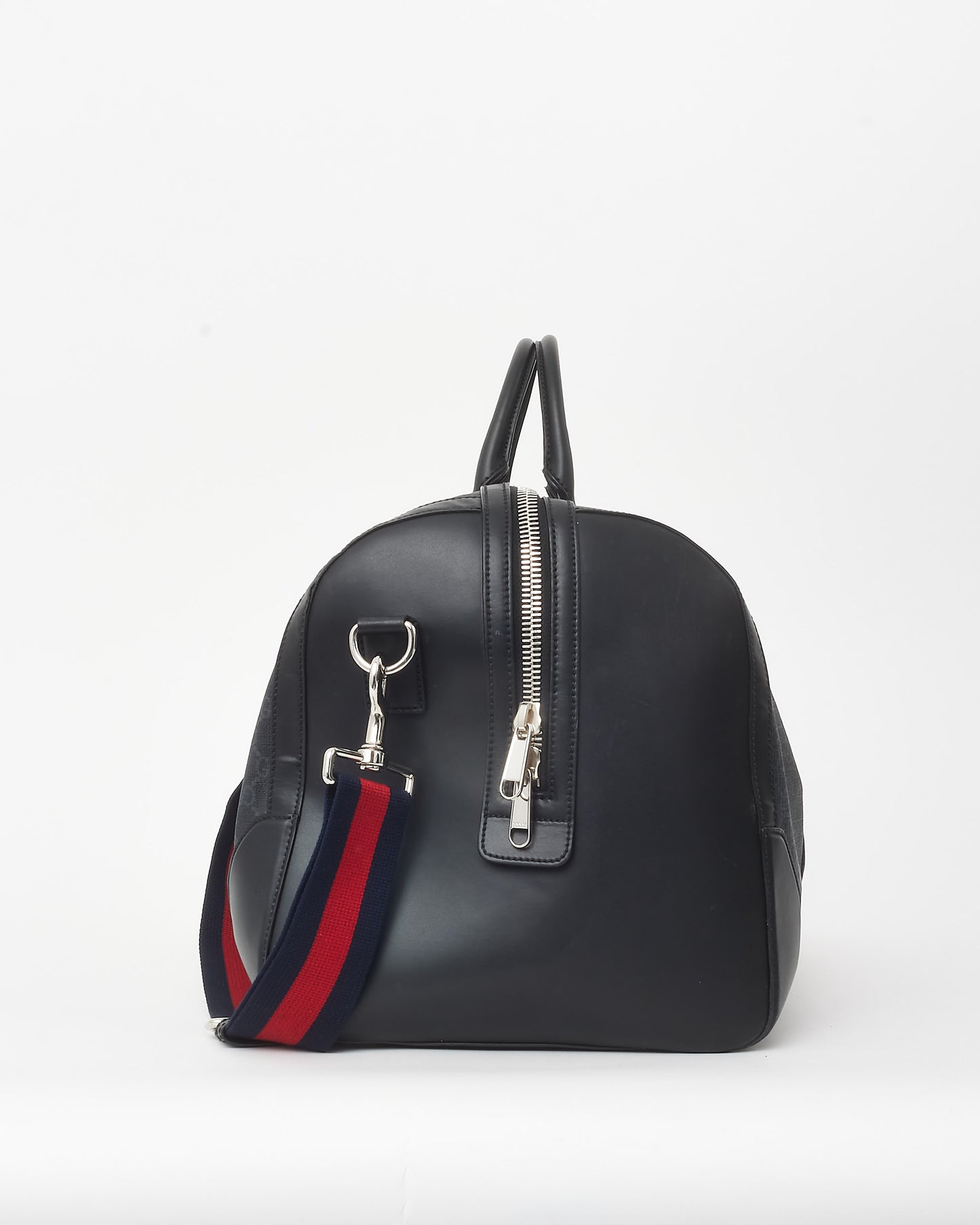 Gucci Black Monogram GG Supreme Canvas with Leather GG Duffle Bag