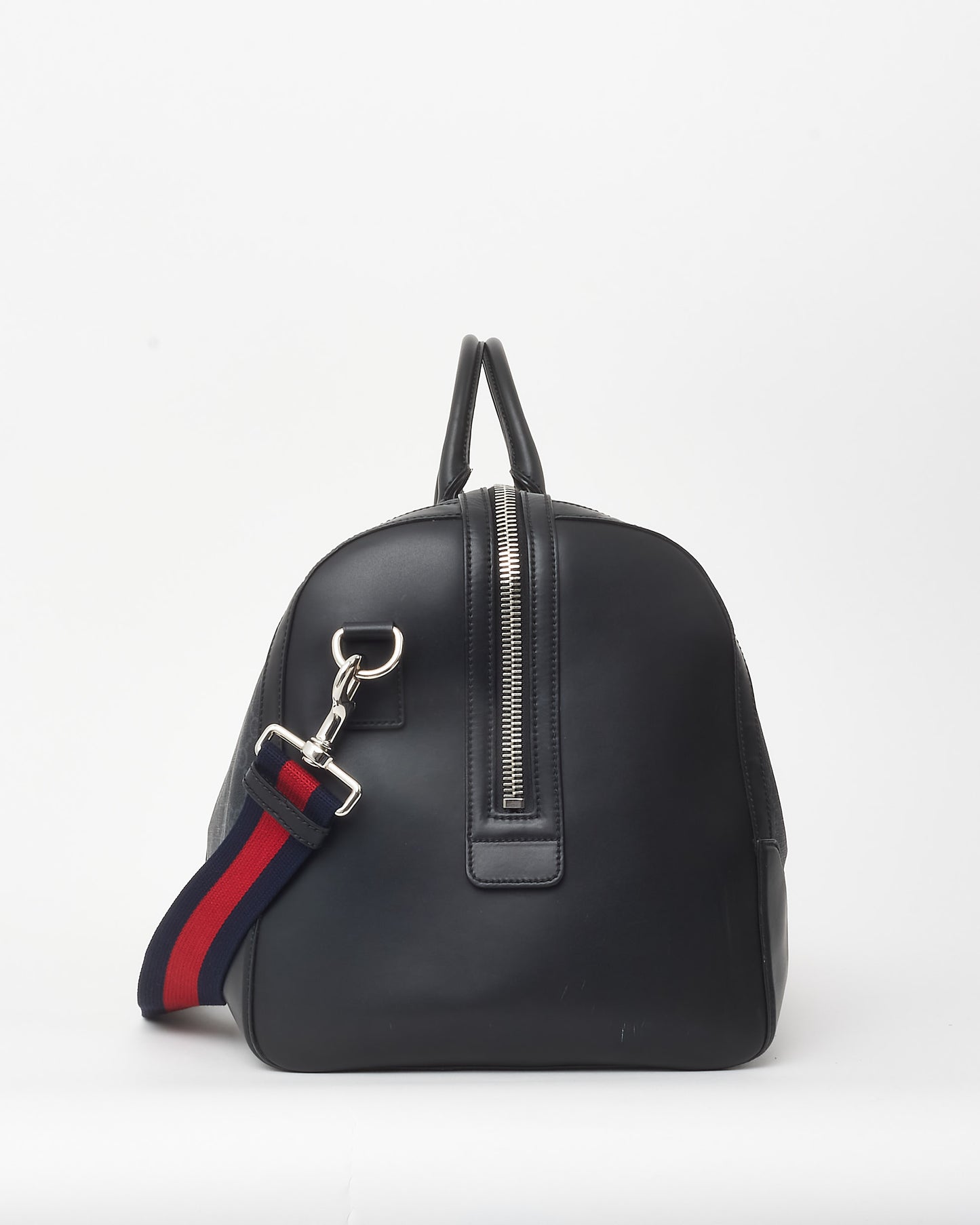 Gucci Black Monogram GG Supreme Canvas with Leather GG Duffle Bag