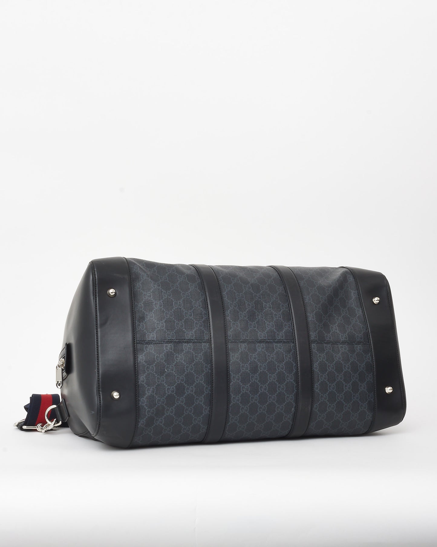 Gucci Black Monogram GG Supreme Canvas with Leather GG Duffle Bag