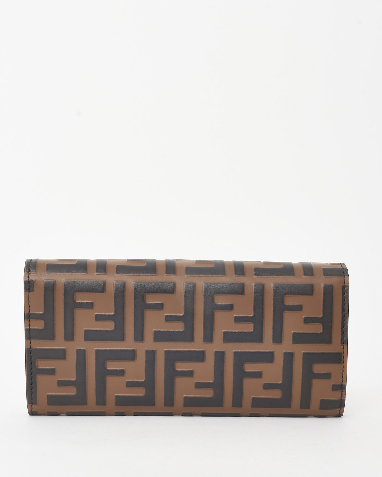 Fendi Brown and Black FF Embossed Leather Diamonds Continental Wallet with Chain Bag