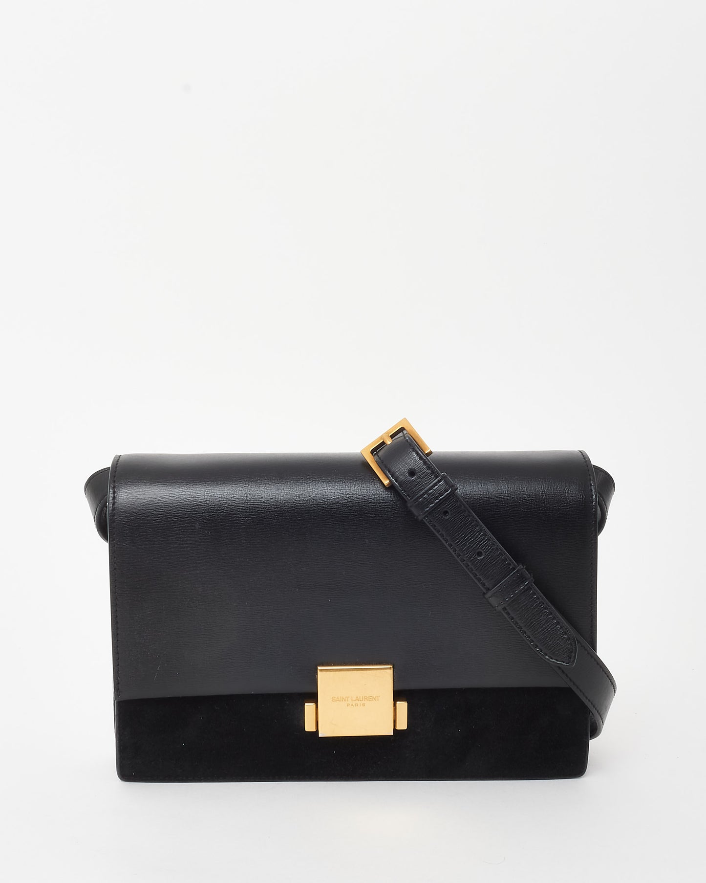 Saint Laurent Black Leather & Suede Medium Bellechasse Crossbody Bag