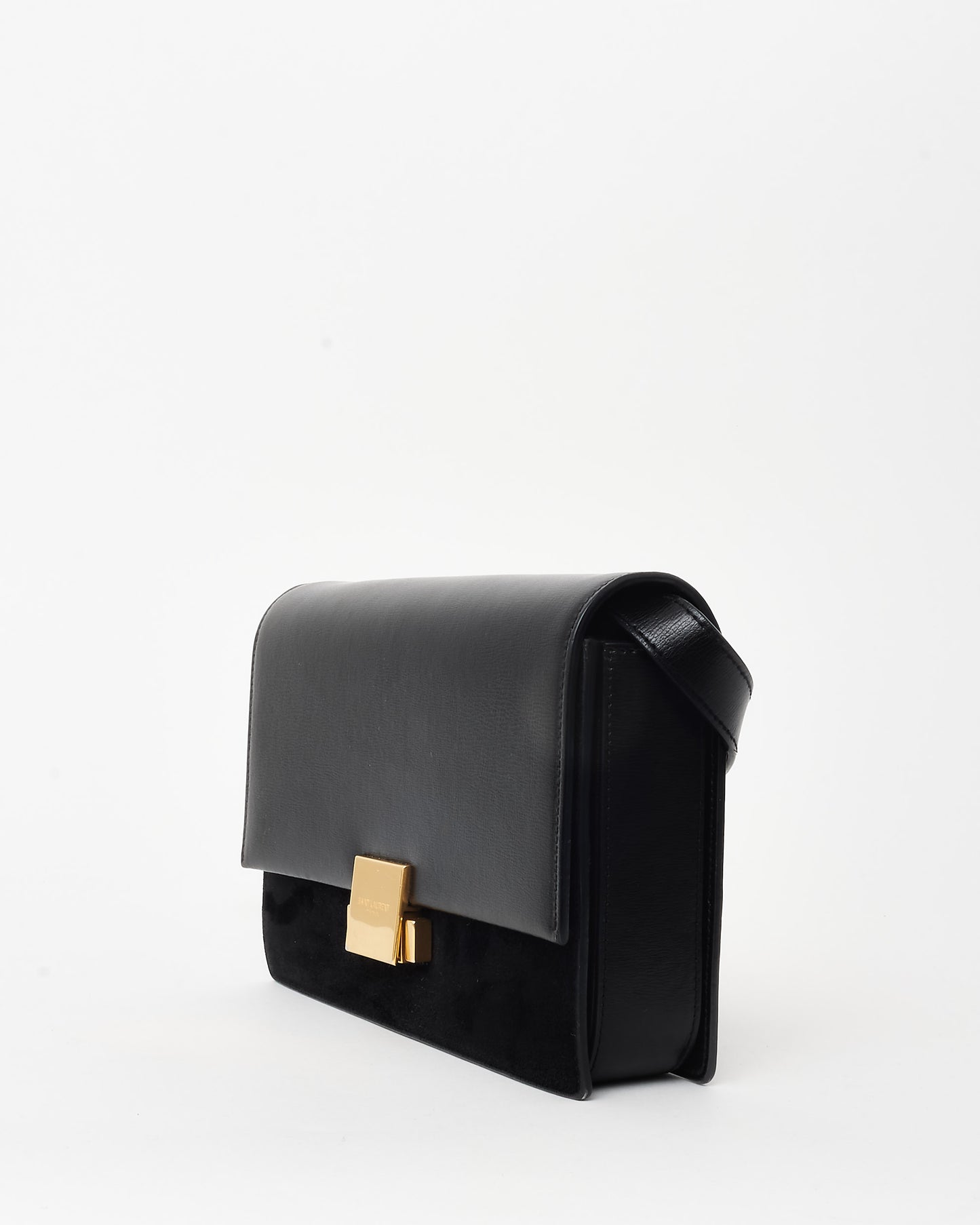 Saint Laurent Black Leather & Suede Medium Bellechasse Crossbody Bag