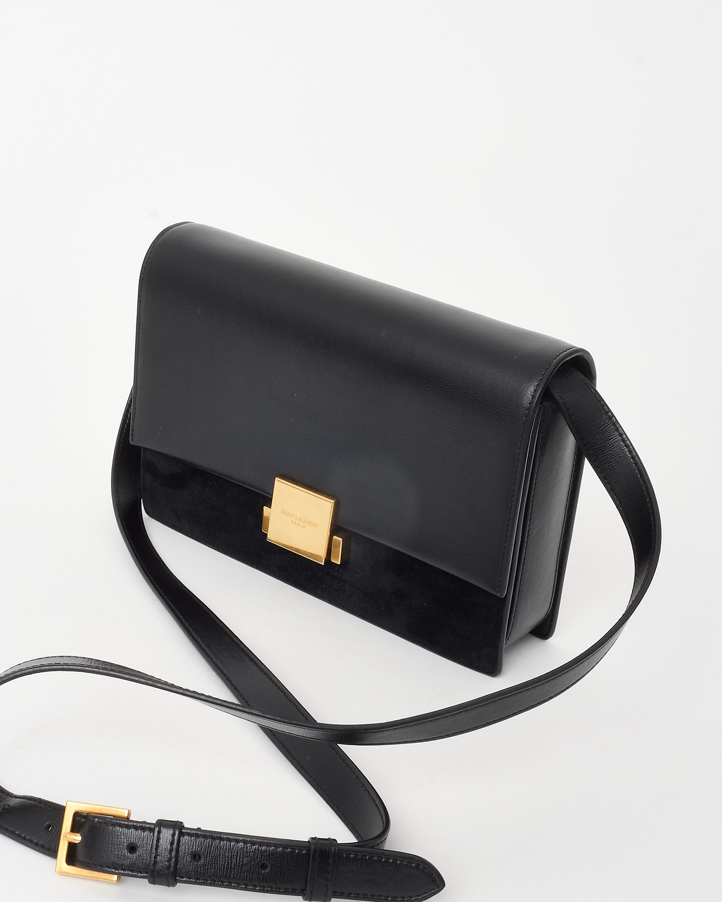 Saint Laurent Black Leather & Suede Medium Bellechasse Crossbody Bag
