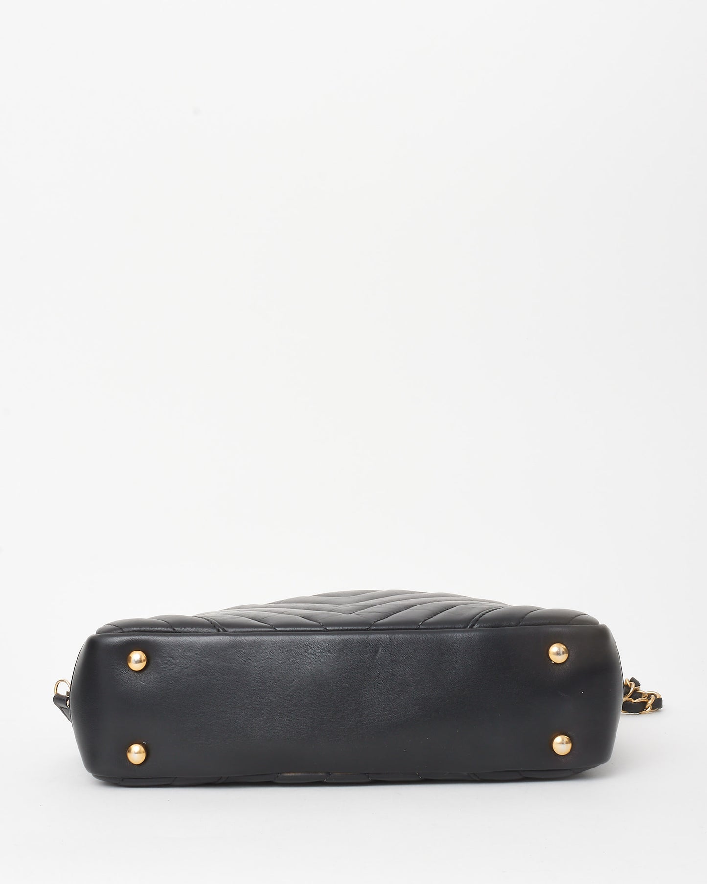 Chanel Black Chevron Quilted Calfskin Leather Camera Shoulder Bag