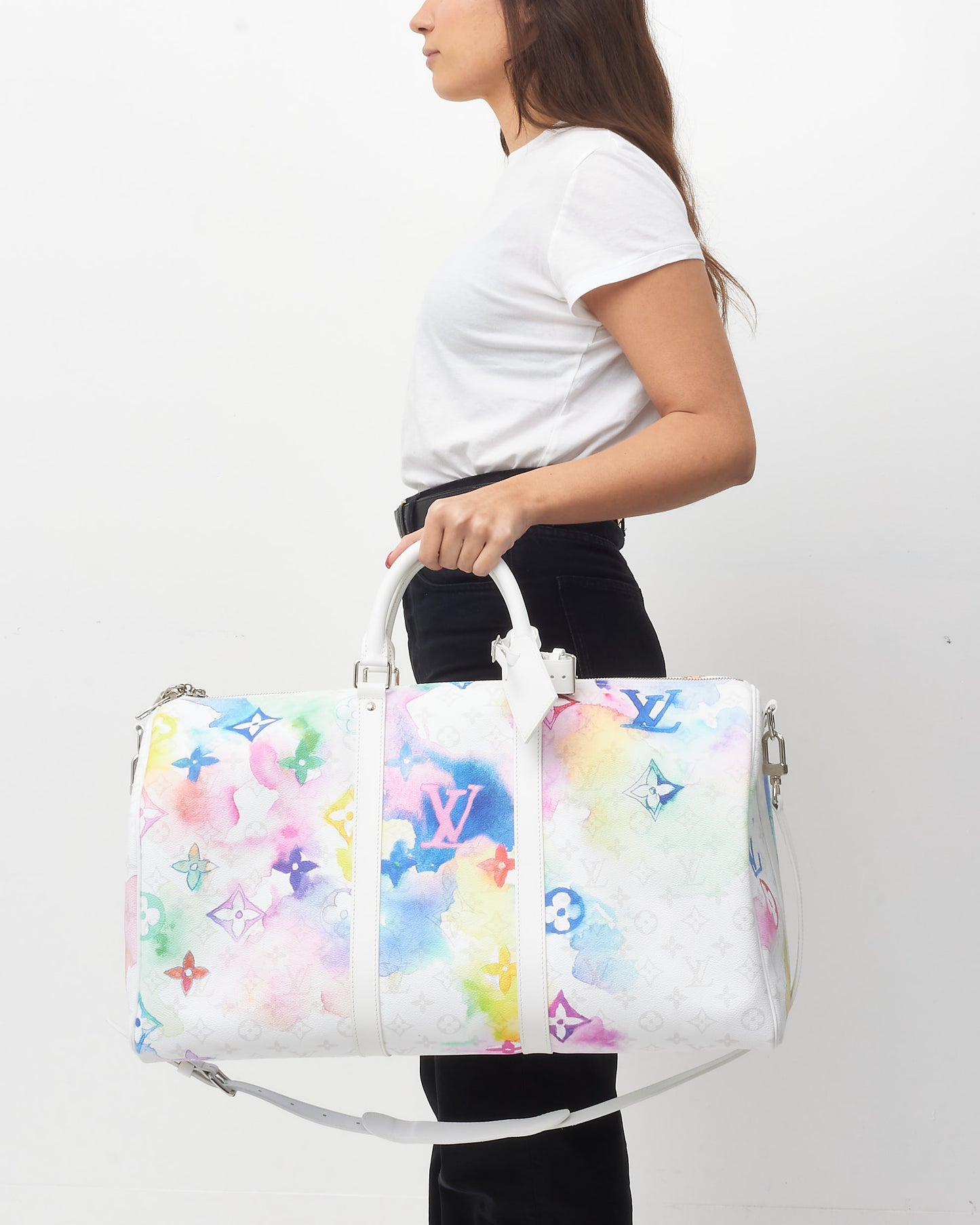 Louis Vuitton Monogram Watercolor Coated Canvas Keepall 50 Bandoulière