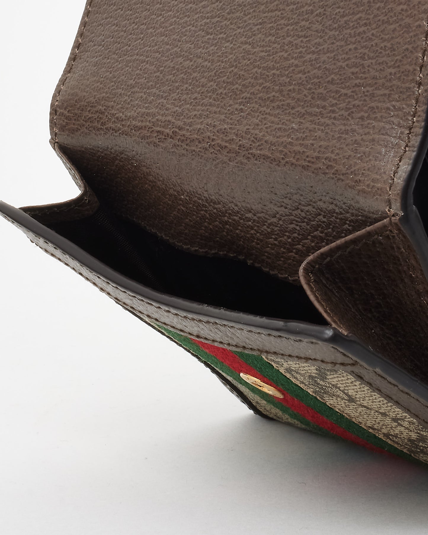 Gucci Brown Leather & GG Supreme Canvas Ophidia French Flap Wallet