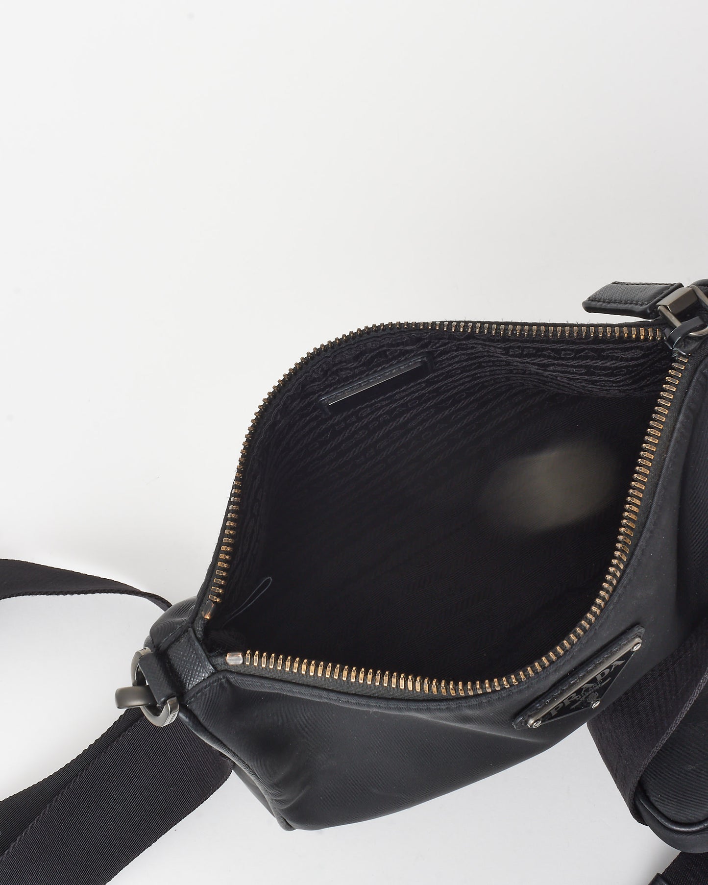Prada Black Re-Nylon & Saffiano Leather Trim Square Zip Crossbody Bag