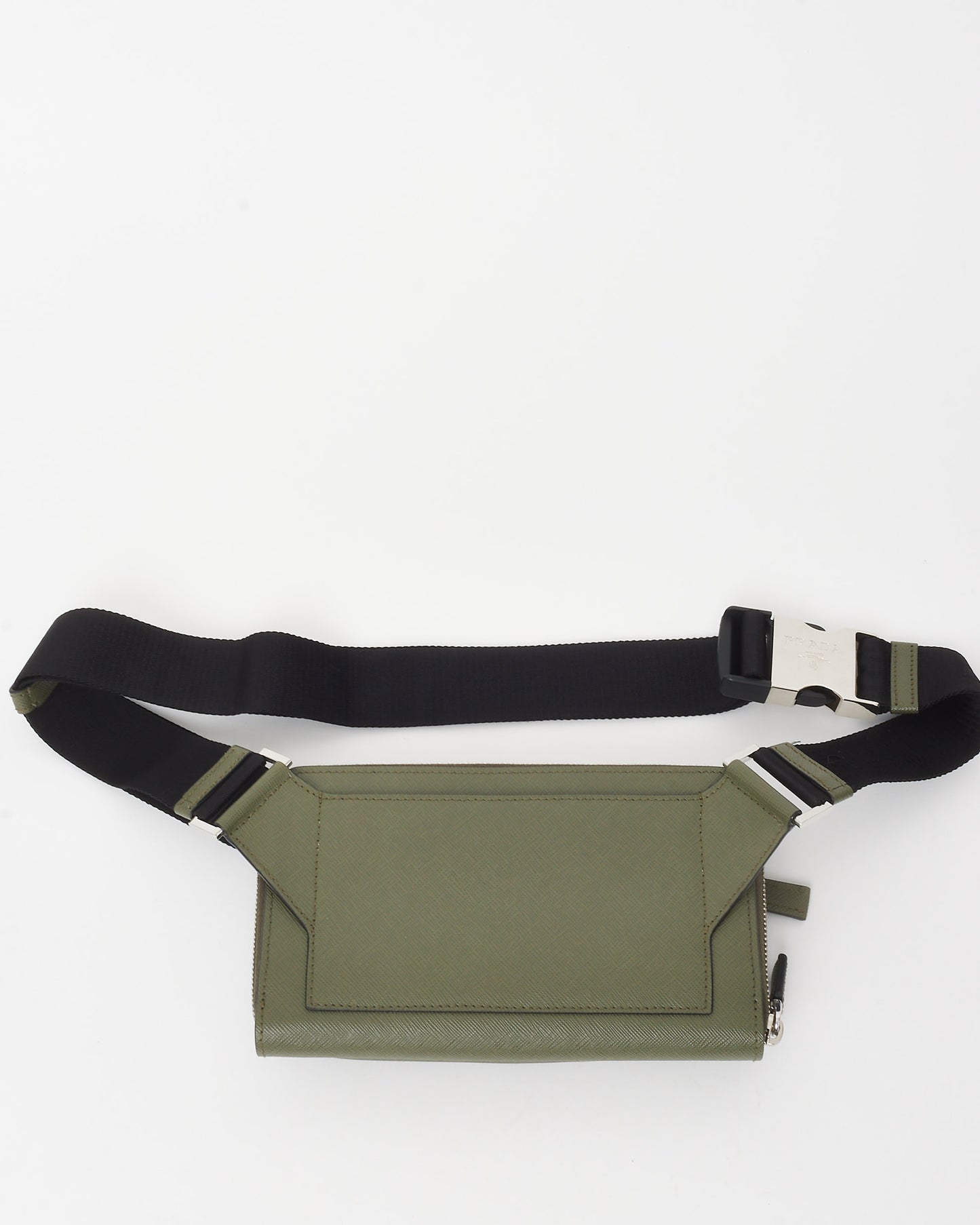 Prada Khaki Green Saffiano Leather Logo Belt Bag