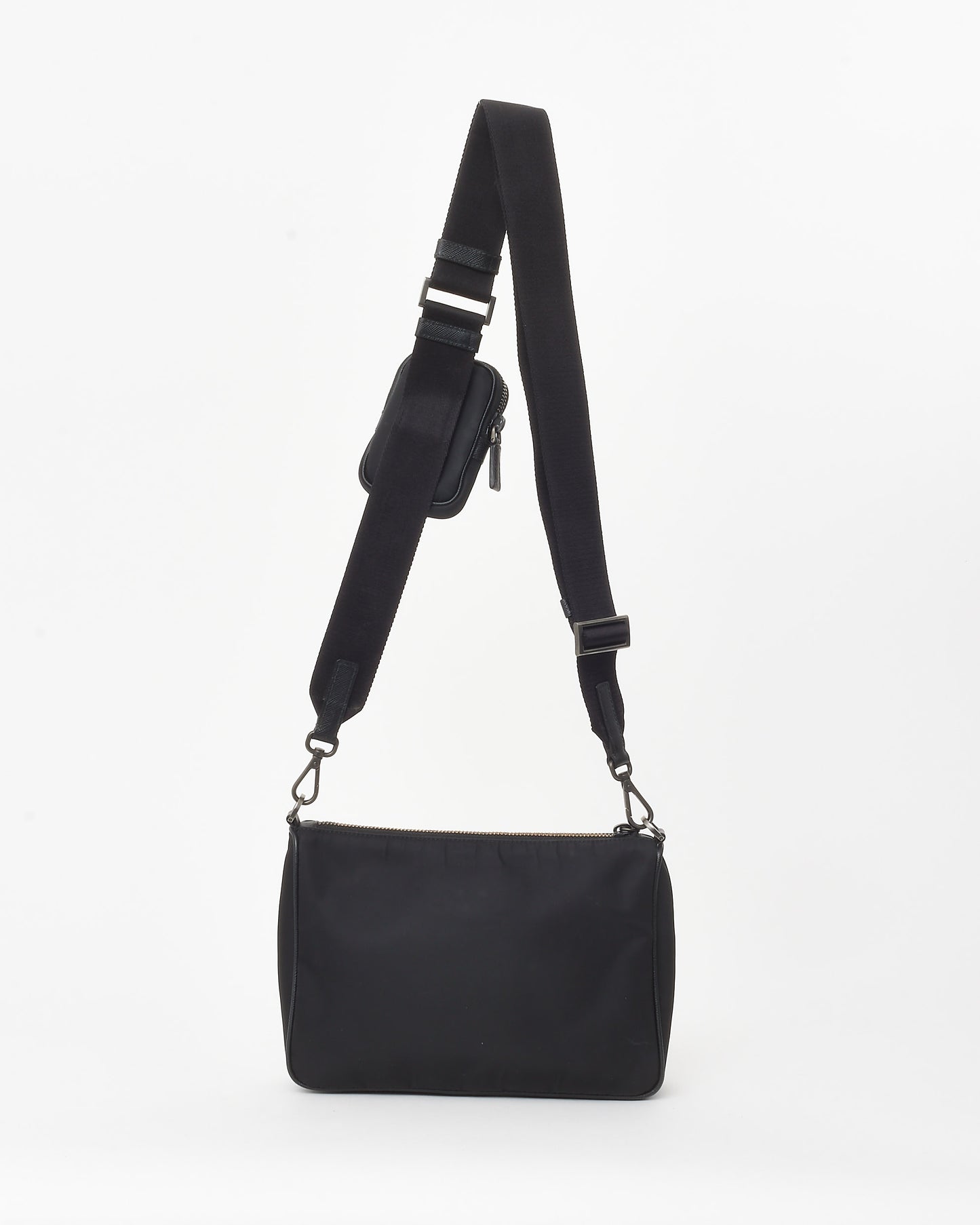 Prada Black Re-Nylon & Saffiano Leather Trim Square Zip Crossbody Bag