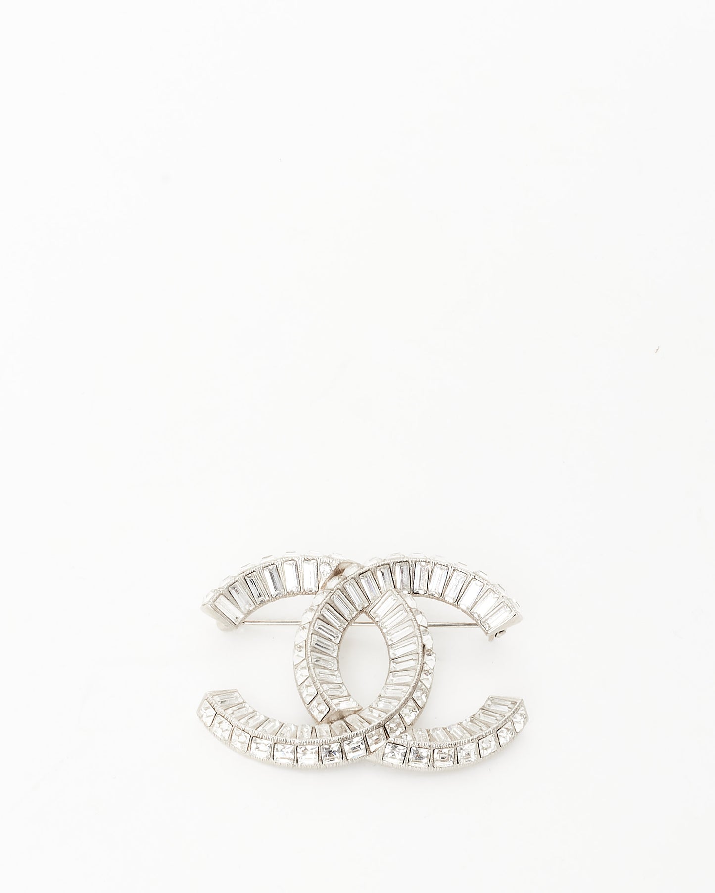 Chanel Silver Crystal Baguette Brooch