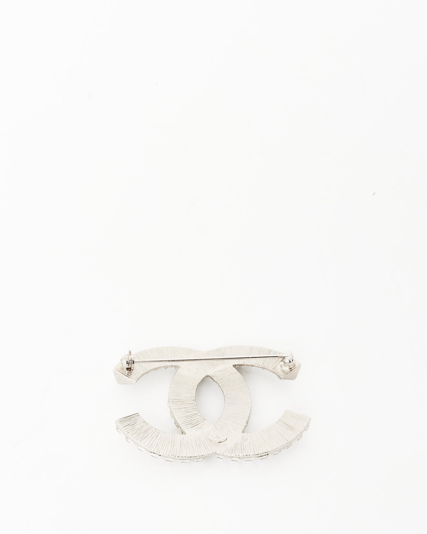 Chanel Silver Crystal Baguette Brooch