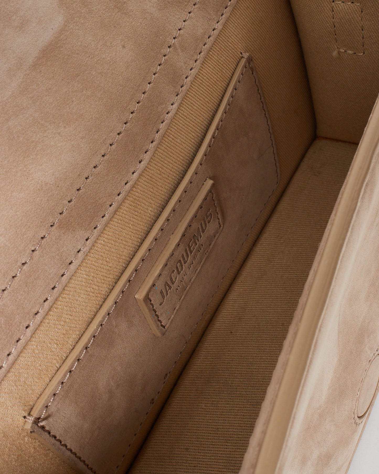 Jacquemus Beige Suede Le Bambino Top Handle Bag w/ Strap