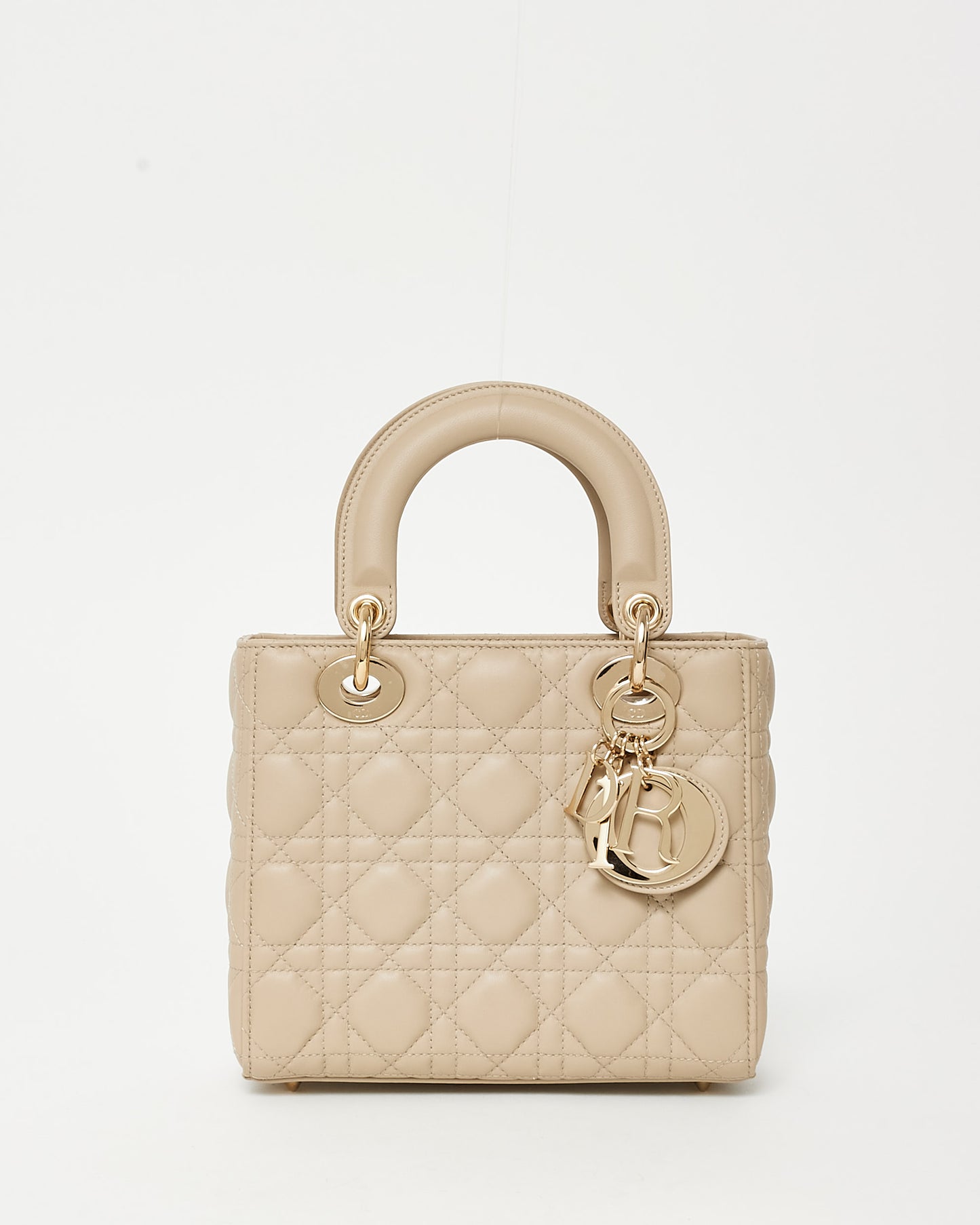 Dior Beige Cannage Lambskin Leather Small Lady Dior Bag GHW