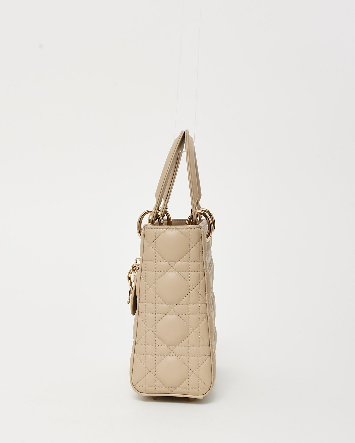 Dior Beige Cannage Lambskin Leather Small Lady Dior Bag GHW